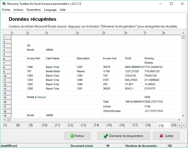 comment réparer un fichier .xlsx endommagé