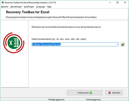 Selecteer een beschadigd Microsoft Excel worksheet