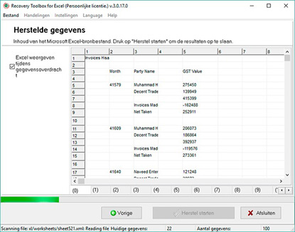 Exporteer de herstelde informatie naar Microsoft Excel