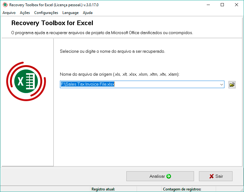 recuperar ficheiro excel