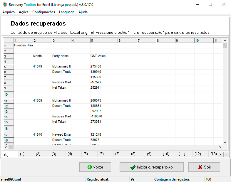 como corrigir ficheiros .xlsx danificados